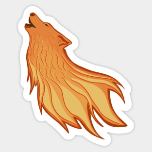 Red Flamed Wolf Sticker